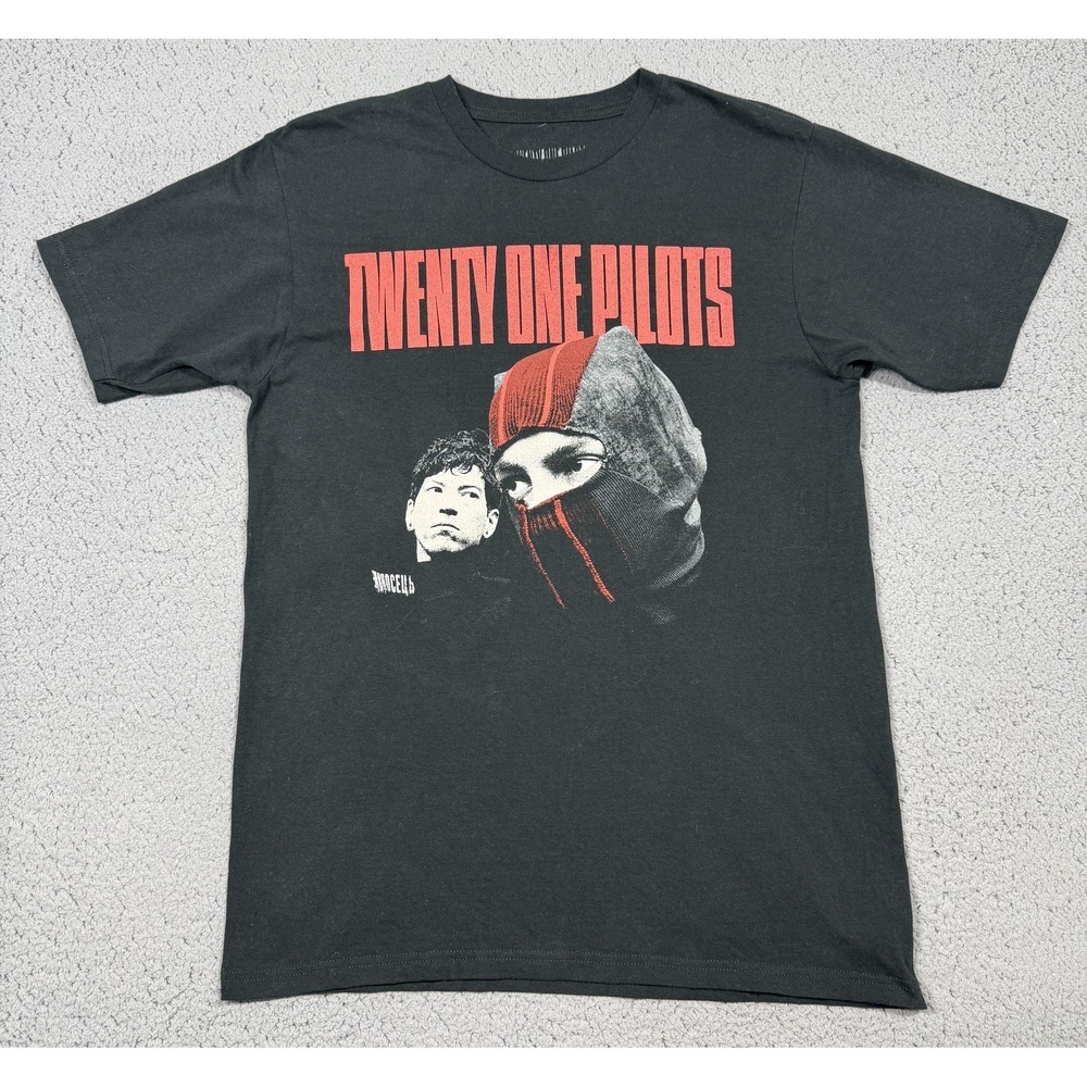 Twenty One Pilots Shirt Mens Medium Black Ski Mask Graphic Band Tee Tagless
